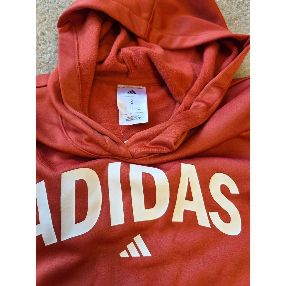 Adidas Boys Red Fleece Hoodie and Jogger Tracksuit Set Size Small S 8